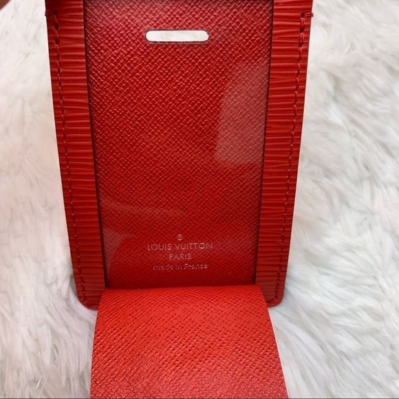 ❌❌ Authentic Louis Vuitton x SUPREME red Epi leather luggage bag tag LV LE - Picture 6 of 6